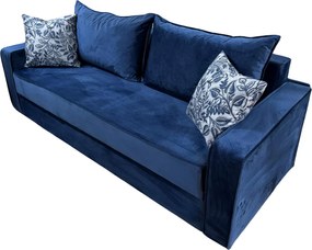 Canapea LARISA extensibila, 3 locuri, lada de depozitare, catifea bleumarin, 220x95x85 Bleumarin, Catifea
