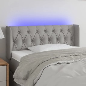 vidaXL Tăblie de pat cu LED, gri deschis, 103x16x78/88 cm, textil