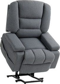 HOMCOM Scaun Rabatabil, Canapea cu Masaj prin Vibrații și Căldură, Scaun de Ridicare cu Telecomandă, 97x90x102 cm, Gri