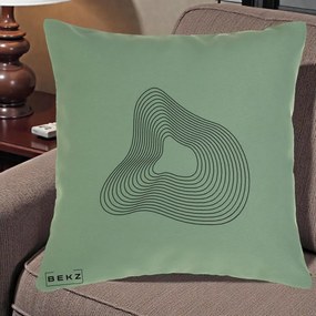 Perna Decorativa Abstract Linii Organice, 40x40 cm, Verde, Husa Detasabila, Perna Inclusa, BEKZ®