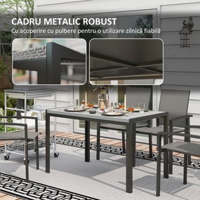 Outsunny Masă de Dining pentru Terasă 120cm, pentru 4 Persoane, Stil Dreptunghiular, Ideală pentru Exterior, Gri | Aosom Romania