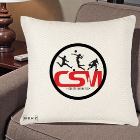 Perna Personalizata CSM Sighetu Marmatiei Sport, 40x40 cm, Crem Reliefat, Husa Detasabila, Perna Inclusa, BEKZ®