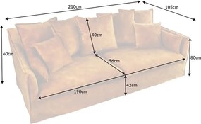Canapea confortabila Heaven 205cm, catifea galben mustar A-40831 VC