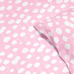 Goldea lenjerie de pat pentru copii din 100% bumbac - nori pe roz deschis 140 x 200 și 70 x 90 cm