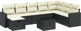 vidaXL Set mobilier de grădină cu perne, 9 piese, negru, poliratan