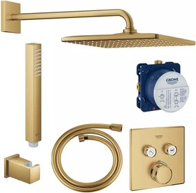 Sistem de dus incastrat Grohe Grohterm SmartControl Rainshower cu termostat auriu periat Cool Sunrise
