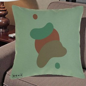 Perna Decorativa Abstract Forme Fluide Coral, 40x40 cm, Verde, Husa Detasabila, Perna Inclusa, BEKZ®