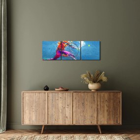 Tablou - Jucător de tenis pictat (cu ceas) (90x30 cm)