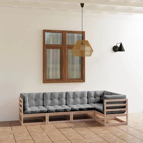 vidaXL Set mobilier de grădină, 5 piese, cu perne, lemn masiv de pin