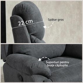 Canapea Rabatabila HOMCOM Ergonomica cu Baza Metalica, Scaun capitonat cu Cotiere, pentru Sufragerie, Dormitor, Birou, Gri Inchis | Aosom Romania