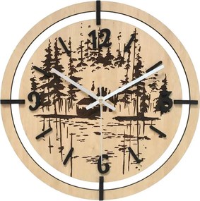 SENTOP | Ceas de perete din lemn cu model pădure 30 până la 50 cm | NILSE