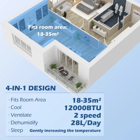 HOMCOM Aparat portabil de aer condiţionat, dezumidificator, ventilator | Aosom Romania