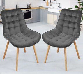 MIADOMODO Set scaune de sufragerie matlasate, gri închis 2 b