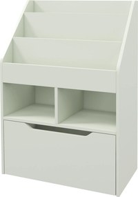 HOMCOM Bibliotecă pentru Copii cu Rafturi și Sertar, Raft Mobil pentru Jucării și Cărți, Dimensiuni 60x29.9x90 cm, Verde Strălucitor | Aosom România