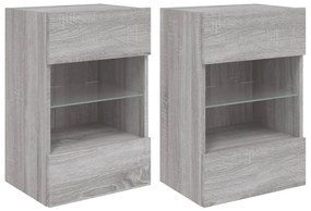 837089 vidaXL Comodă TV de perete cu LED, 2 buc, gri sonoma, 40x30x60,5 cm