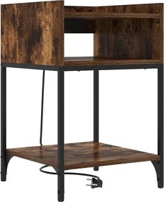 vidaXL Dulap de noapte Stejar fumuriu 40 x 40 x 61 cm Lemn compozit