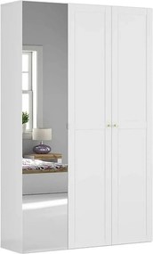 Dulap FLEX, alb/auriu, PAL, cu 3 usi si oglinda, 150x45x240 cm