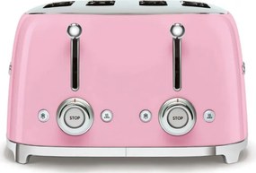 Prăjitor de pâine SMEG 50's Style TSF03PKEU, 2000 W, 4 felii, 6 niveluri, Tava pentru firimituri, Cablu integrat, Oțel inoxidabil, Roz