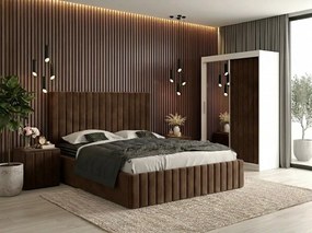 Set dormitor Cairo Maro cu dulap tapitat Cairo 150 cm Maro