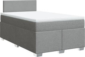 vidaXL Pat continental cu saltea, gri deschis, 120x200 cm, textil