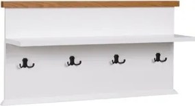 Panou cuier GALINEO 03 – 99x22x50.5 cm – Alb / Stejar natural