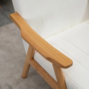 HOMCOM Fotoliu Tapitat în Design Scandi, Aspect de catifea, Cadru din Masiv de Lemn, 68 x 74 x 82cm, Crem | Aosom Romania