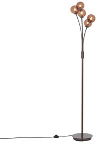 Lampă de podea de design bronz cu sticlă bronzată cu 5 lumini - Atena