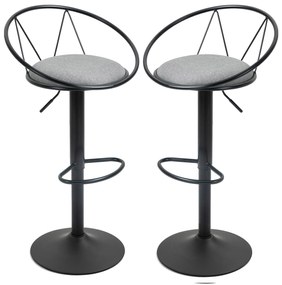 HOMCOM Set de 2 taburete de Bar Design neo-retro reglabil pivotant cu Suport pentru Picioare metal Negru Lână Gri | Aosom Romania