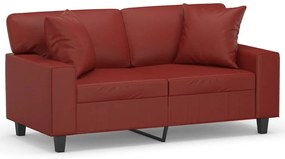3153057 vidaXL Canapea 2 locuri, perne&pernuțe roșu vin 120 cm piele ecologică