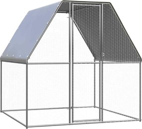 vidaXL Coteț pentru pui, argintiu și gri, 2x2x2 m, oțel galvanizat