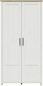 Dulap LOKSA, alb/stejar, PAL laminat, cu 2 usi, 102x57x201 cm