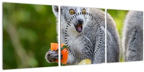 Tablou cu lemur (cu ceas) (90x30 cm)