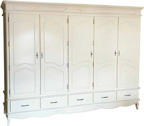 Dulap lemn masiv alb antic Casandra, 281 × 60 × 216 cm