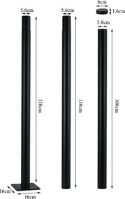 Brilagi - Bară metalică pentru stâlp iluminat exterior URBAN 3 m negru