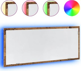 vidaXL Oglindă de baie LED lemn vechi, 100x8,5x37 cm lemn prelucrat