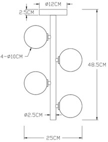Lustră pe tijă Lucide 45174/04/02 TYCHO 4xG9/28W/230V auriu