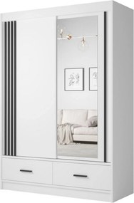 Dulap CANADA CA24-150, alb/negru, PAL, cu 2 usi si 2 sertare, 150x60x2