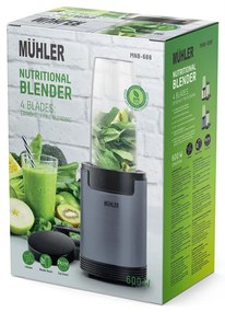 Blender Nutri Muhler MNB-688, 600W, 6 lame, 2 căni, cenușiu 648576