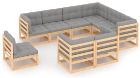 vidaXL Set mobilier grădină cu perne, 9 piese, lemn masiv de pin