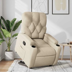 vidaXL Fotoliu rabatabil cu ridicare pe verticală, crem, textil