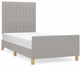 3125179 vidaXL Cadru de pat cu tăblie, gri deschis, 90x190 cm, textil