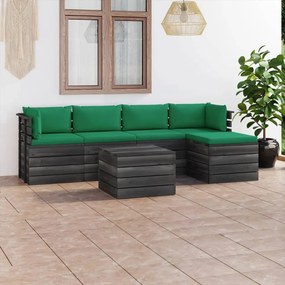 Set mobilier gradina din paleti cu perne, 6 piese, lemn de pin Verde, 6