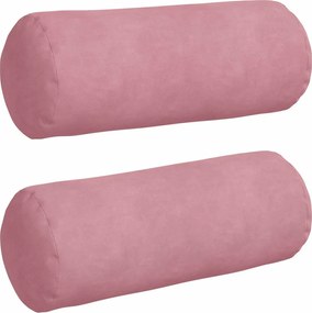 vidaXL Perne Bolster 2 pcs Roz Ø 15 x 40 cm Țesătură din corduroy