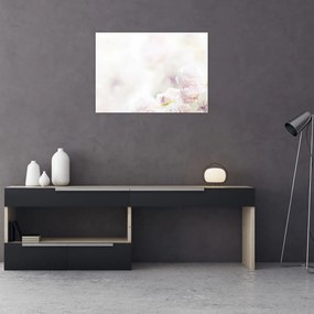 Tablou pe sticlă cu flori fragede (70x50 cm)