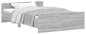 3203780 vidaXL Cadru de pat cu tăblie la cap/picioare, gri sonoma, 120x190 cm