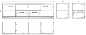 Comodă TV SIMPLE D2SZ2 Beton Millennium/Alb Luciu - MĂSUȚĂ COMODĂ PENTRU LIVING CU LUCIU MARE