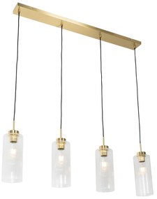 Lampă suspendată Art Deco aurie cu sticlă cu 4 lumini - Laura