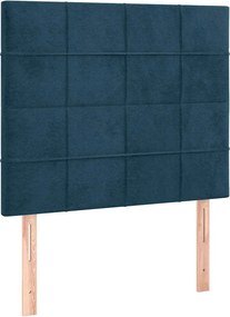 vidaXL Tăblie de pat albastru închis 100x5x118/128 cm catifea