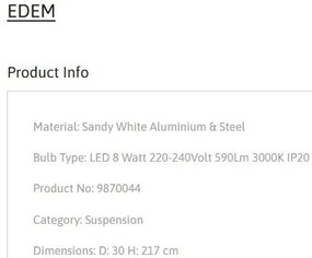 Pendul LED stil minimalist EDEM alb