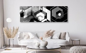 Tablou geometrie futuristă în design alb-negru